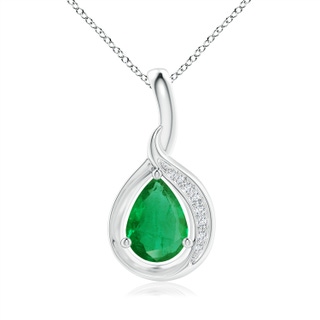 7x5mm AA Pear-Shaped Emerald and Diamond Loop Pendant in S999 Silver