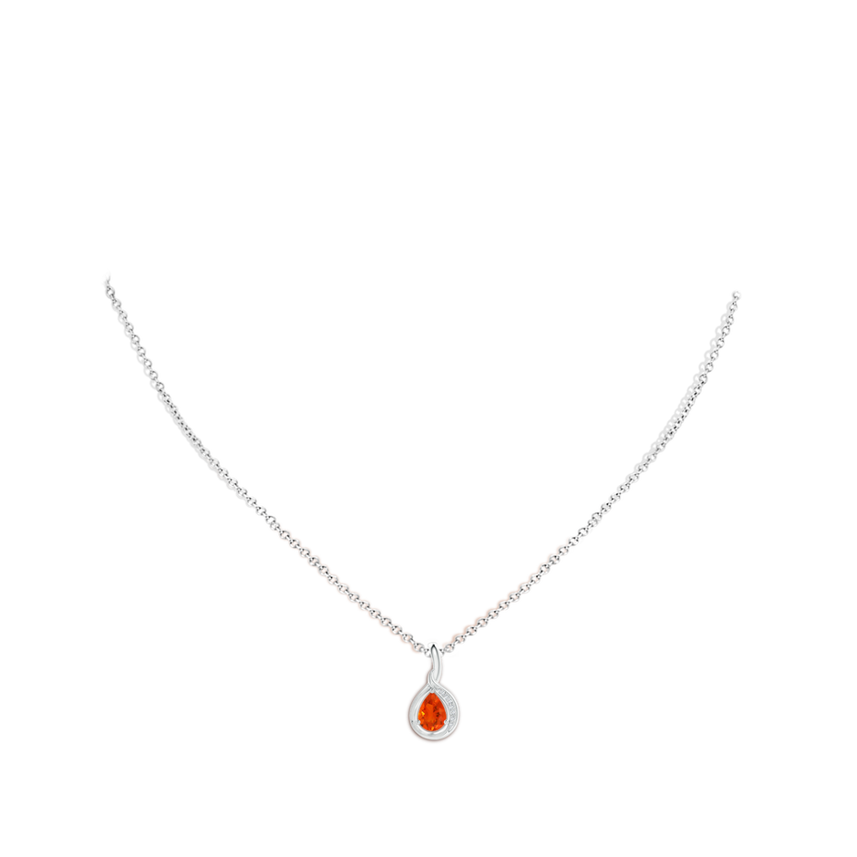 7x5mm AAA Pear-Shaped Fire Opal and Diamond Loop Pendant in White Gold body-neck