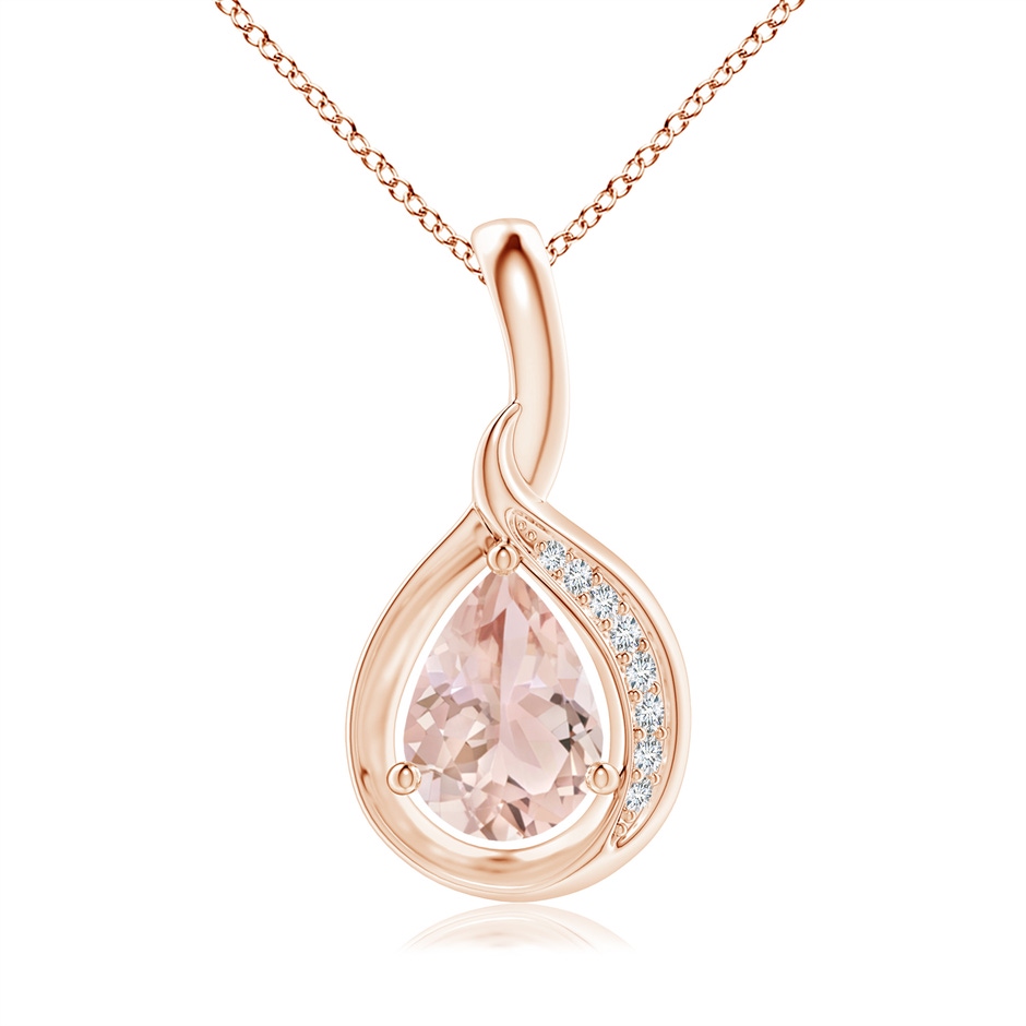 7x5mm AAA Pear-Shaped Morganite and Diamond Loop Pendant in Rose Gold 