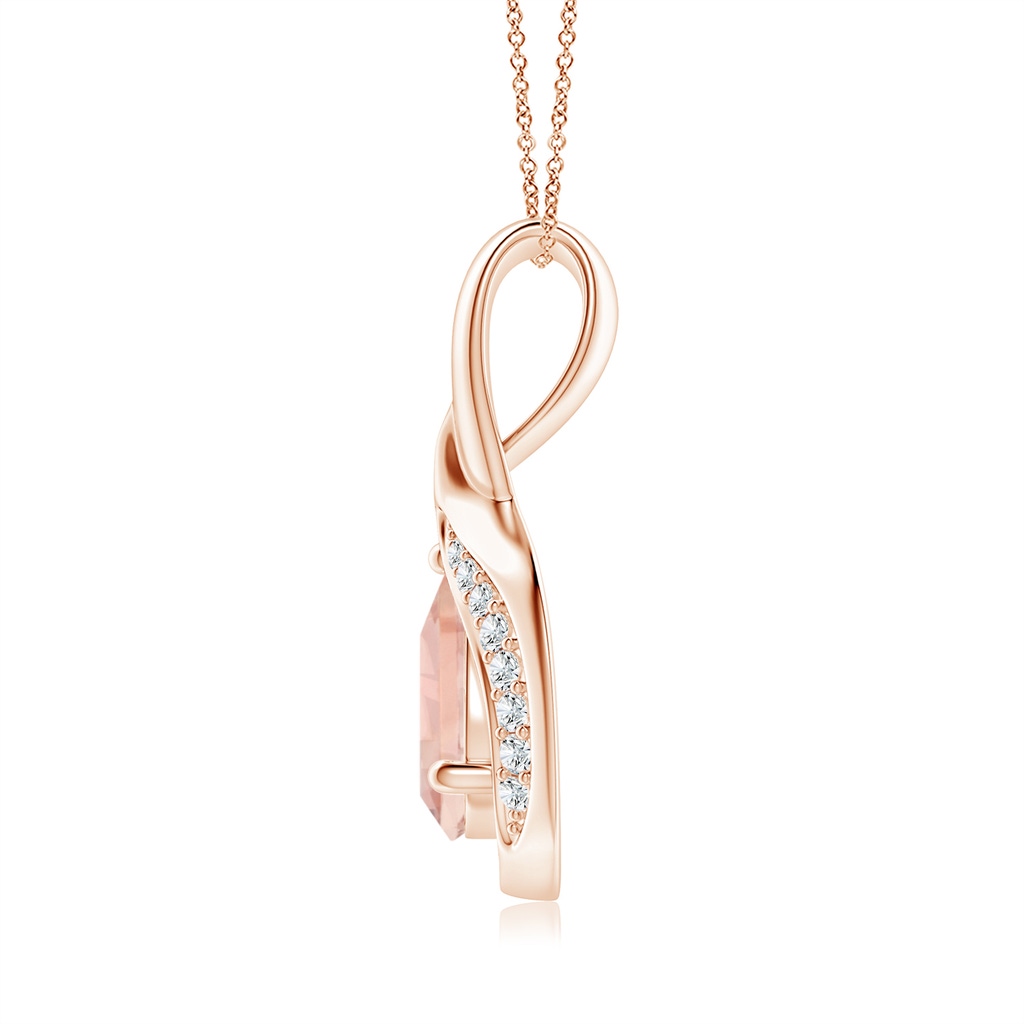 7x5mm AAA Pear-Shaped Morganite and Diamond Loop Pendant in Rose Gold Side-1