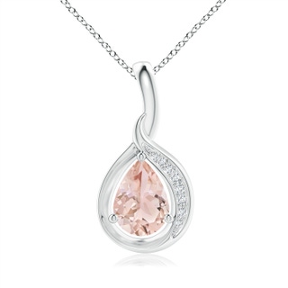 7x5mm AAA Pear-Shaped Morganite and Diamond Loop Pendant in White Gold