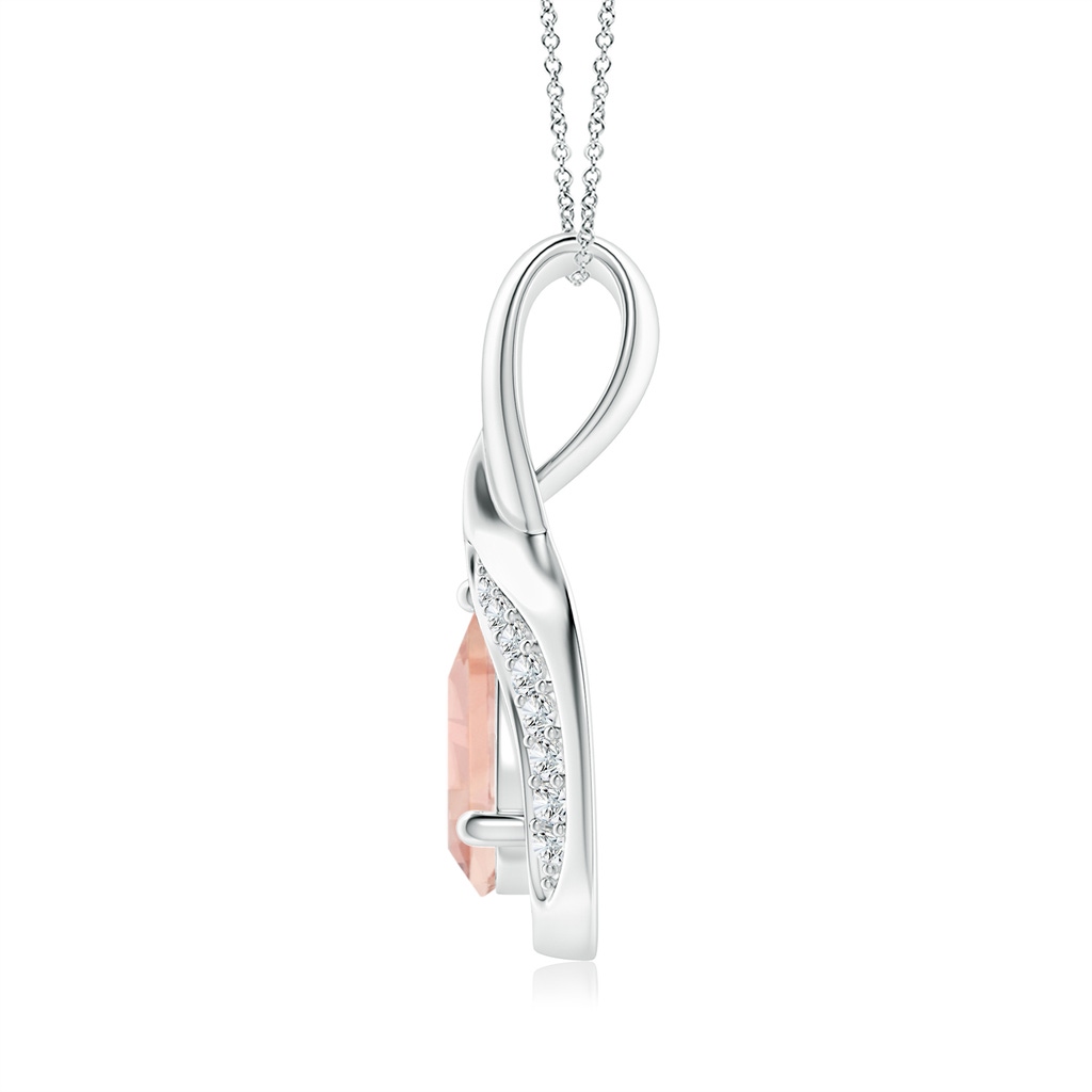 7x5mm AAA Pear-Shaped Morganite and Diamond Loop Pendant in White Gold Side-1