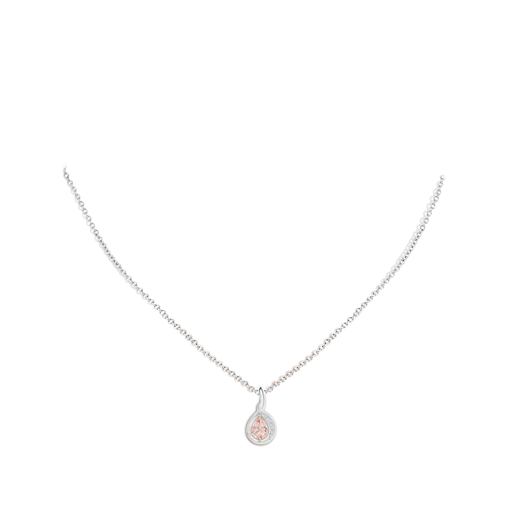 7x5mm AAA Pear-Shaped Morganite and Diamond Loop Pendant in White Gold Body-Neck