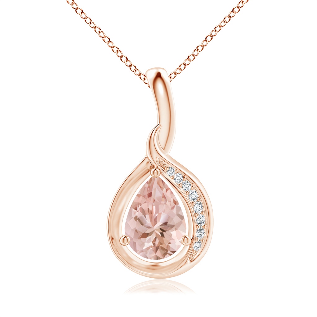 7x5mm AAAA Pear-Shaped Morganite and Diamond Loop Pendant in Rose Gold