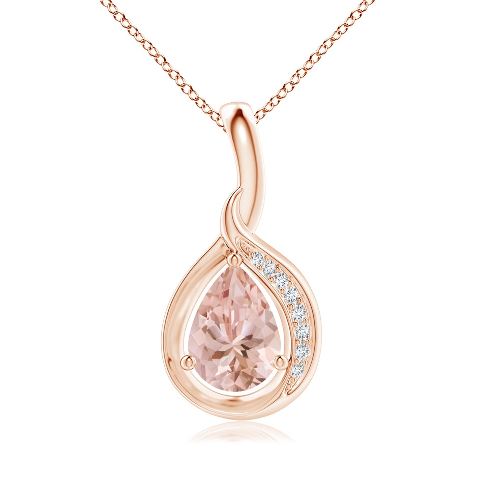 7x5mm AAAA Pear-Shaped Morganite and Diamond Loop Pendant in Rose Gold 