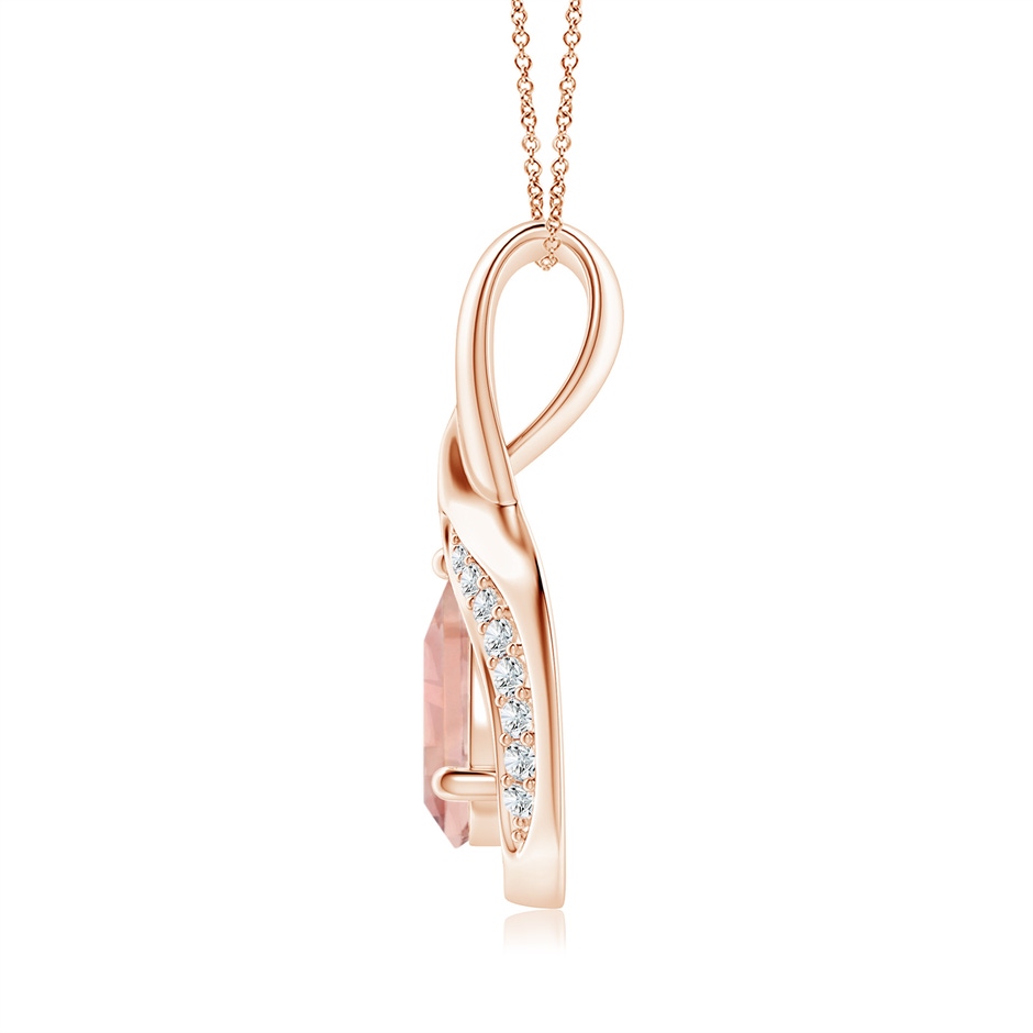 7x5mm AAAA Pear-Shaped Morganite and Diamond Loop Pendant in Rose Gold side-1