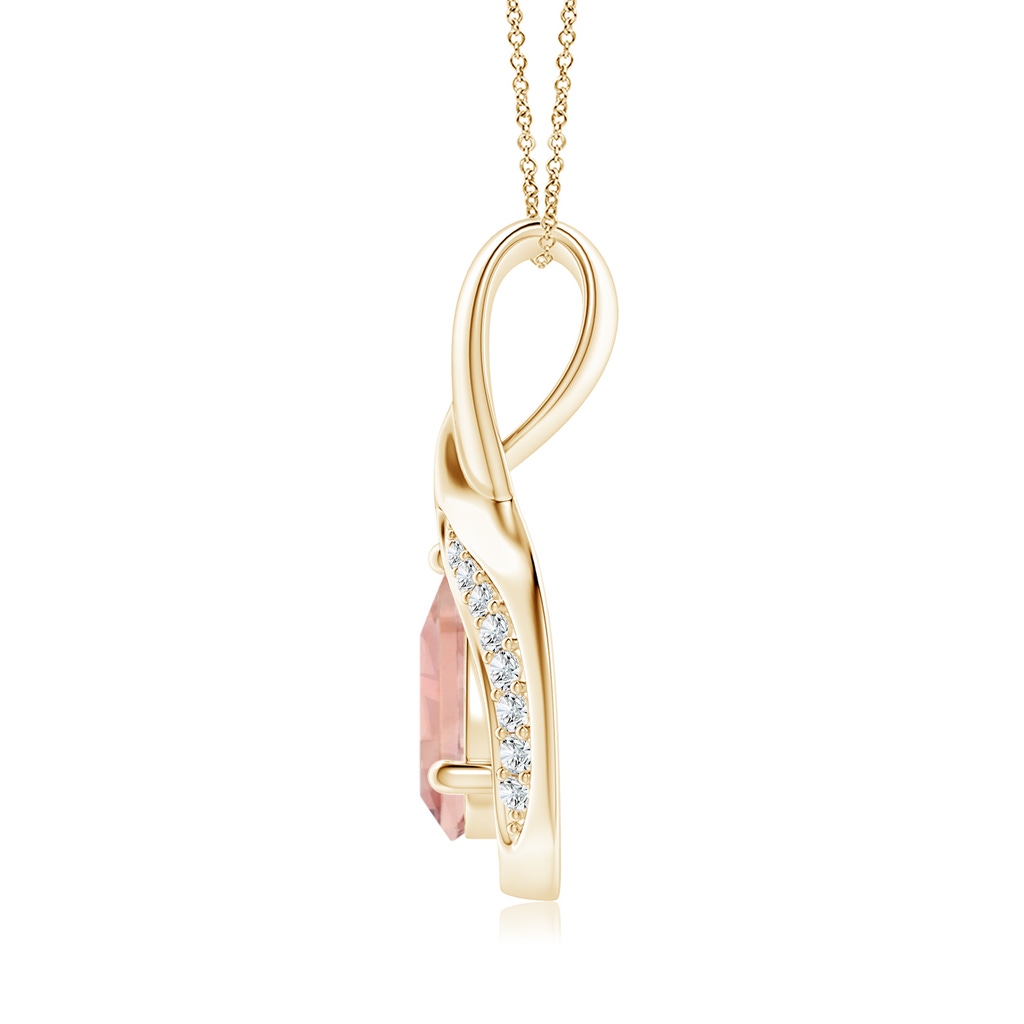 7x5mm AAAA Pear-Shaped Morganite and Diamond Loop Pendant in Yellow Gold - side_1