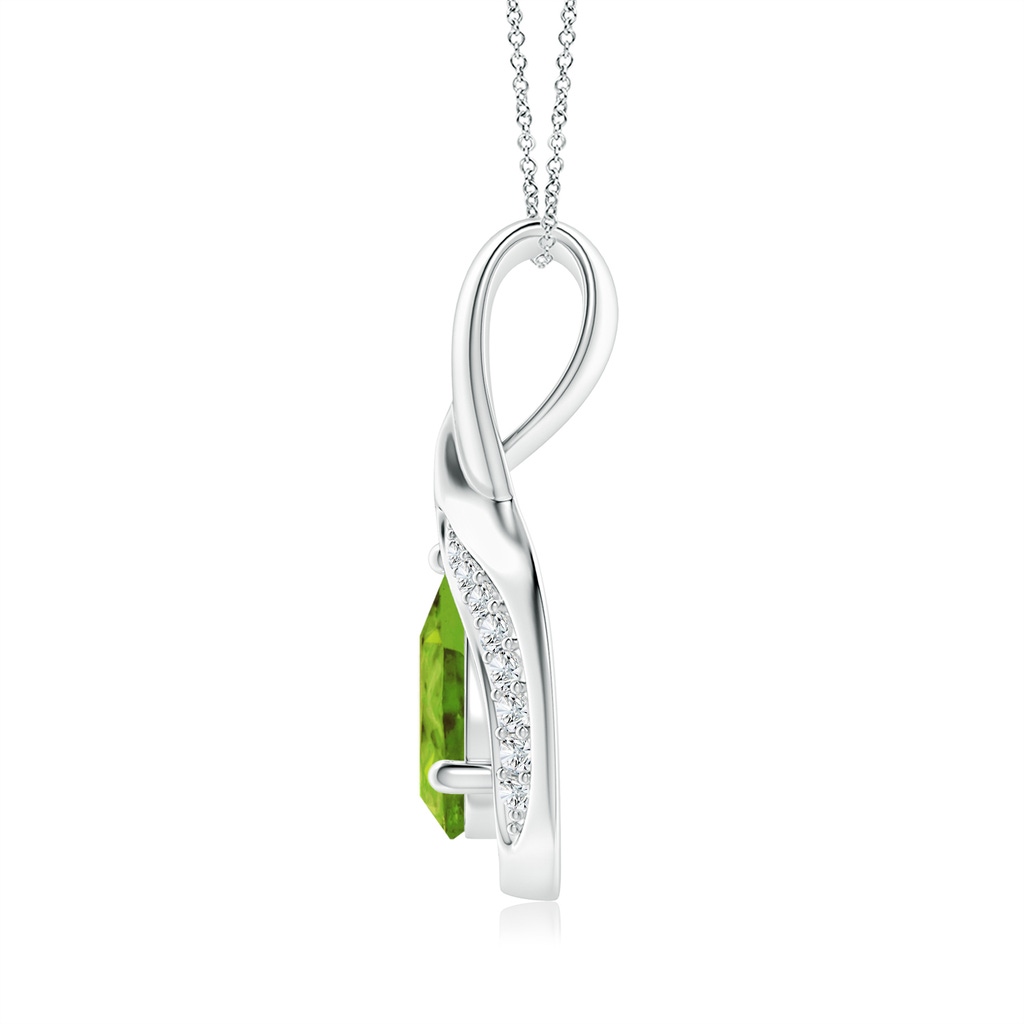 7x5mm AAA Pear-Shaped Peridot and Diamond Loop Pendant in White Gold Side-1