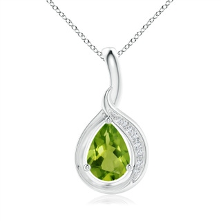 7x5mm AAAA Pear-Shaped Peridot and Diamond Loop Pendant in P950 Platinum