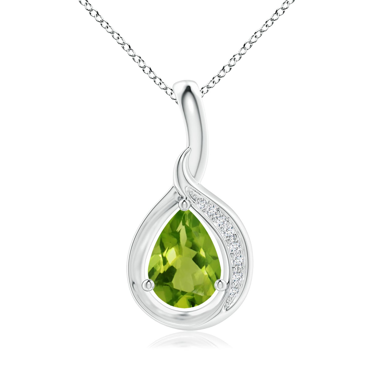 AAAA - Peridot / 0.73 CT / 14 KT White Gold