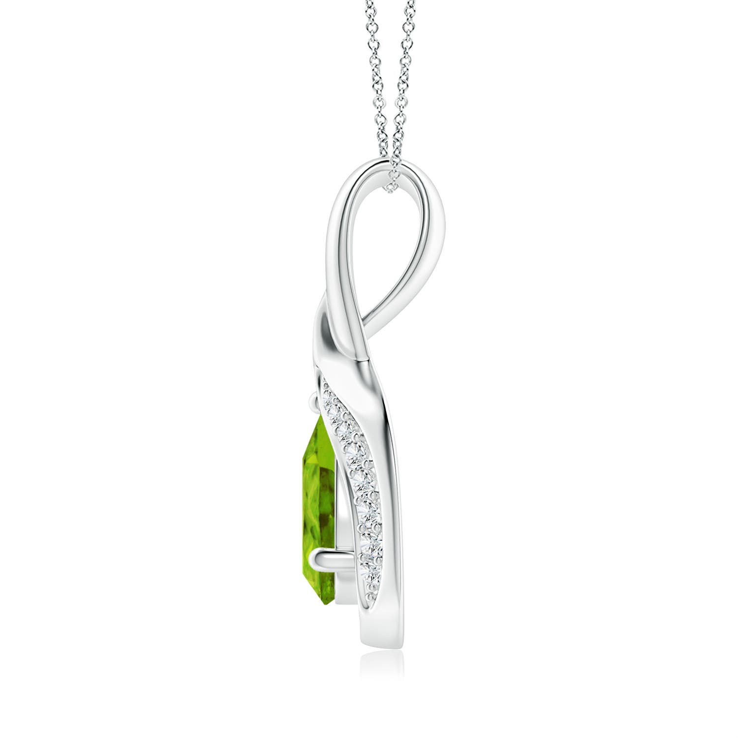 AAAA - Peridot / 0.73 CT / 14 KT White Gold