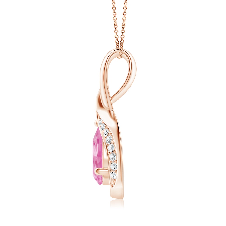 7x5mm A Pear-Shaped Pink Sapphire and Diamond Loop Pendant in 9K Rose Gold side-1