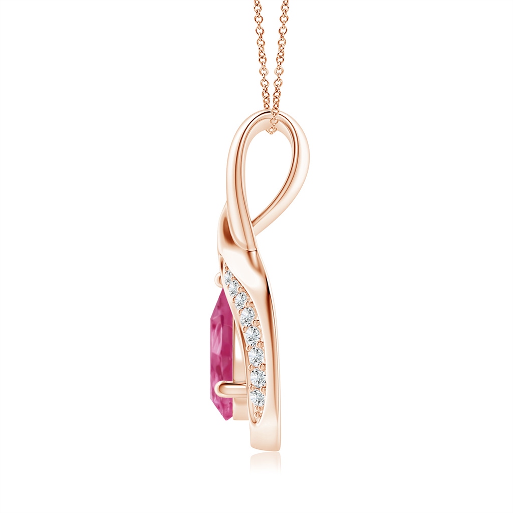 7x5mm AAAA Pear-Shaped Pink Sapphire and Diamond Loop Pendant in Rose Gold - side_1