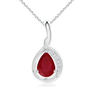 7x5mm AA Pear-Shaped Ruby and Diamond Loop Pendant in P950 Platinum