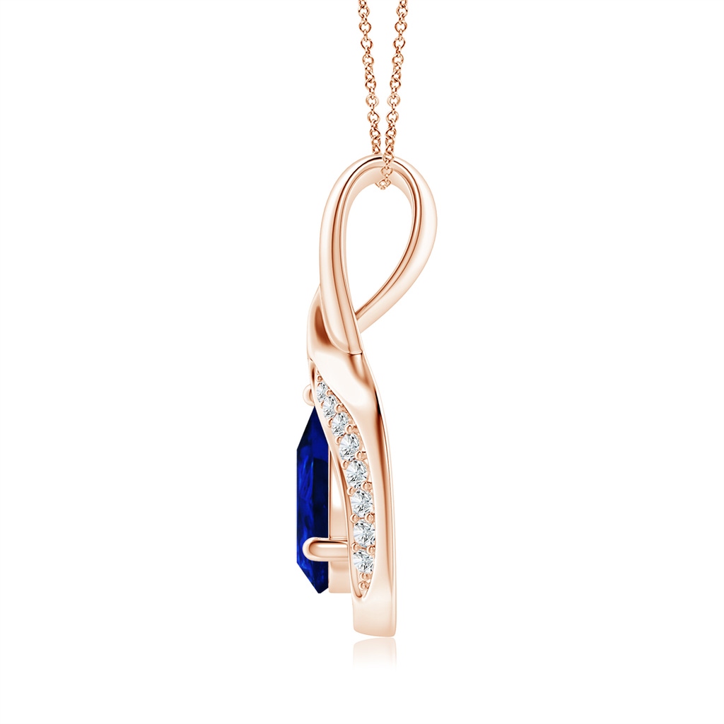 7x5mm AAAA Pear-Shaped Blue Sapphire and Diamond Loop Pendant in Rose Gold - side_1
