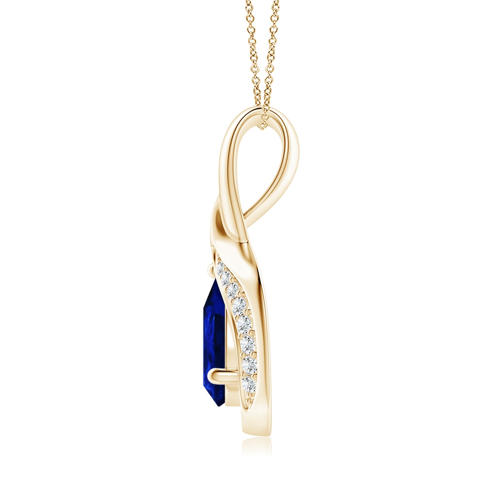 7x5mm AAAA Pear-Shaped Blue Sapphire and Diamond Loop Pendant in Yellow Gold - side_1