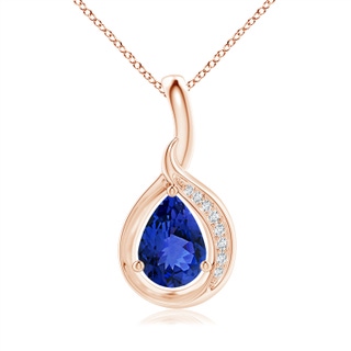 7x5mm AAA Pear-Shaped Tanzanite and Diamond Loop Pendant in Rose Gold