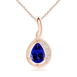 7x5mm AAAA Pear-Shaped Tanzanite and Diamond Loop Pendant in Rose Gold