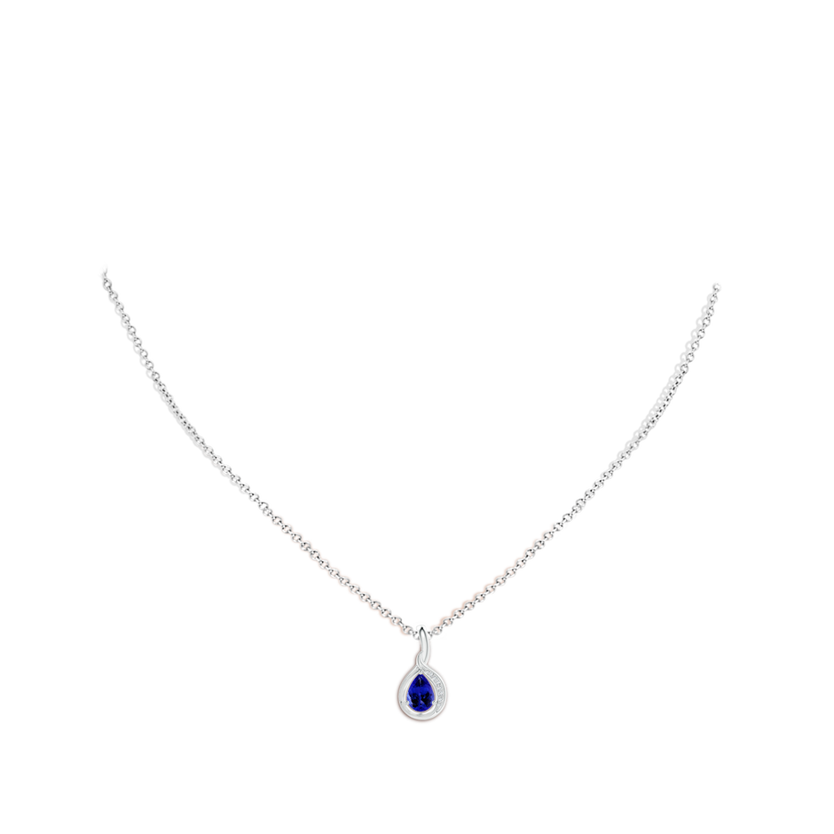 7x5mm AAAA Pear-Shaped Tanzanite and Diamond Loop Pendant in White Gold body-neck