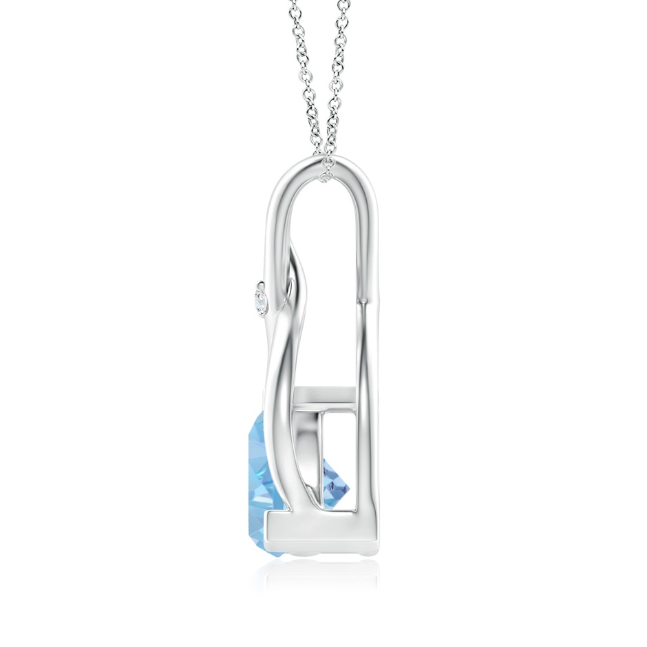 5mm AAA Trillion Aquamarine Wishbone Pendant with Diamond in White Gold product image