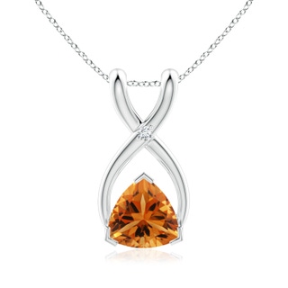 5mm AAA Trillion Citrine Wishbone Pendant with Diamond in S999 Silver