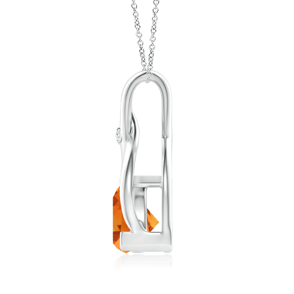 5mm AAA Trillion Citrine Wishbone Pendant with Diamond in White Gold Product Image