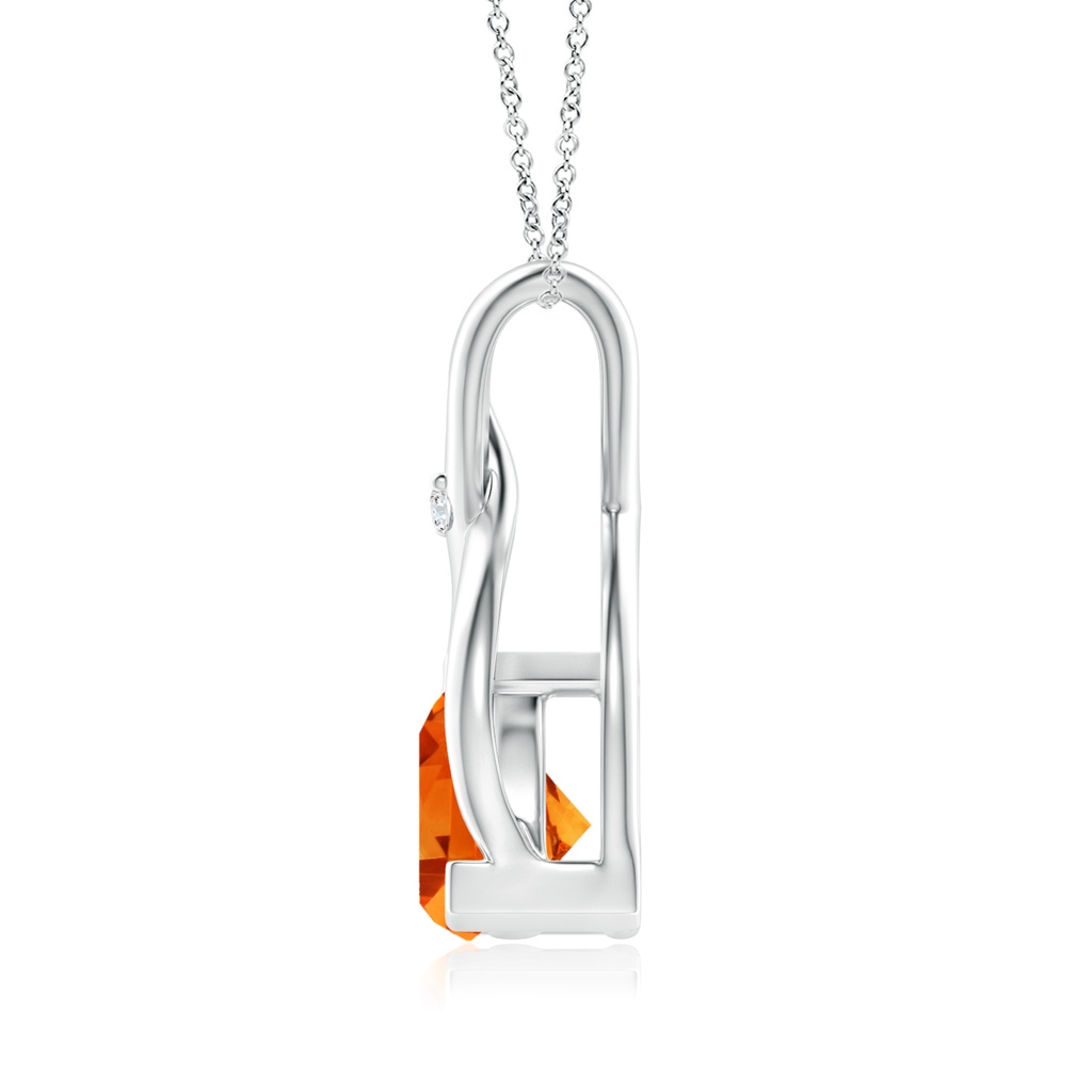 5mm AAAA Trillion Citrine Wishbone Pendant with Diamond in White Gold Product Image