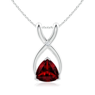 5mm AAAA Trillion Garnet Wishbone Pendant with Diamond in White Gold