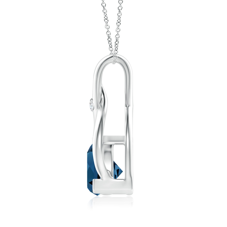 5mm AAA Trillion London Blue Topaz Wishbone Pendant with Diamond in White Gold product image