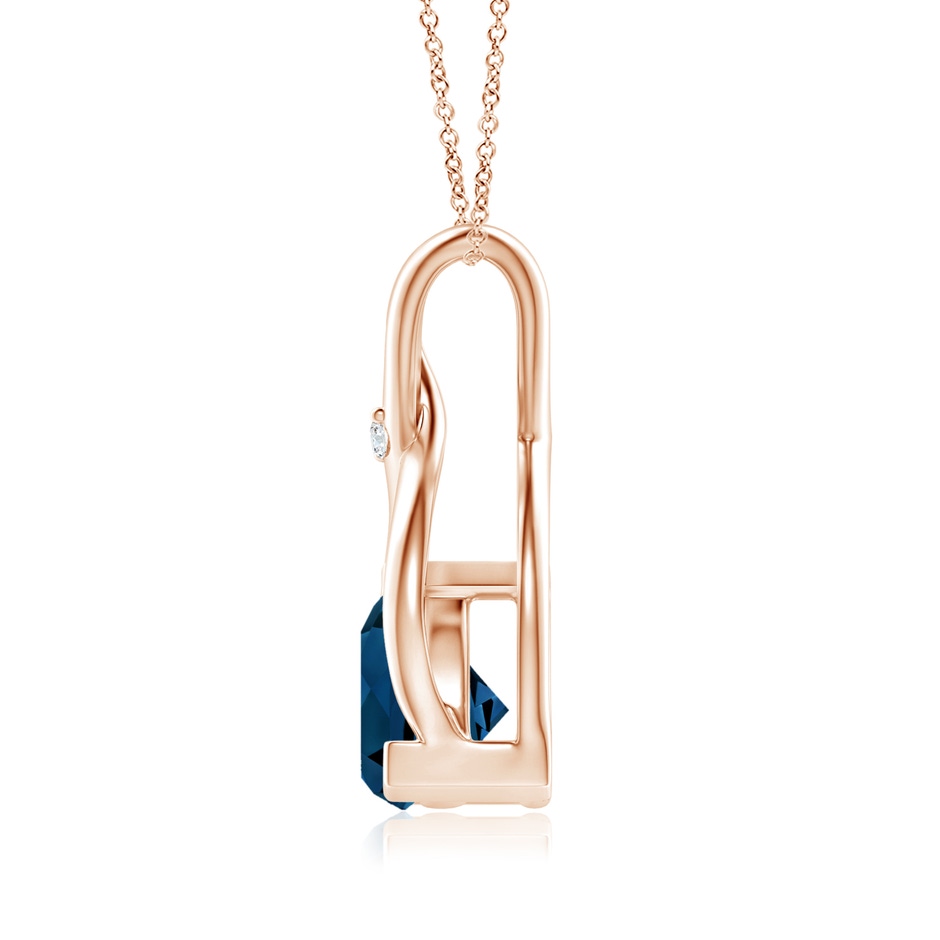 5mm AAAA Trillion London Blue Topaz Wishbone Pendant with Diamond in Rose Gold product image