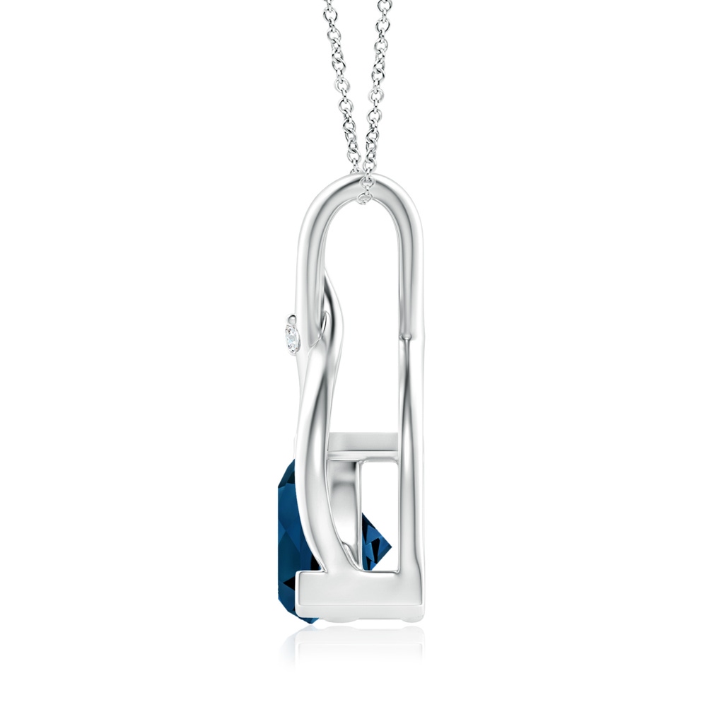 5mm AAAA Trillion London Blue Topaz Wishbone Pendant with Diamond in White Gold Product Image