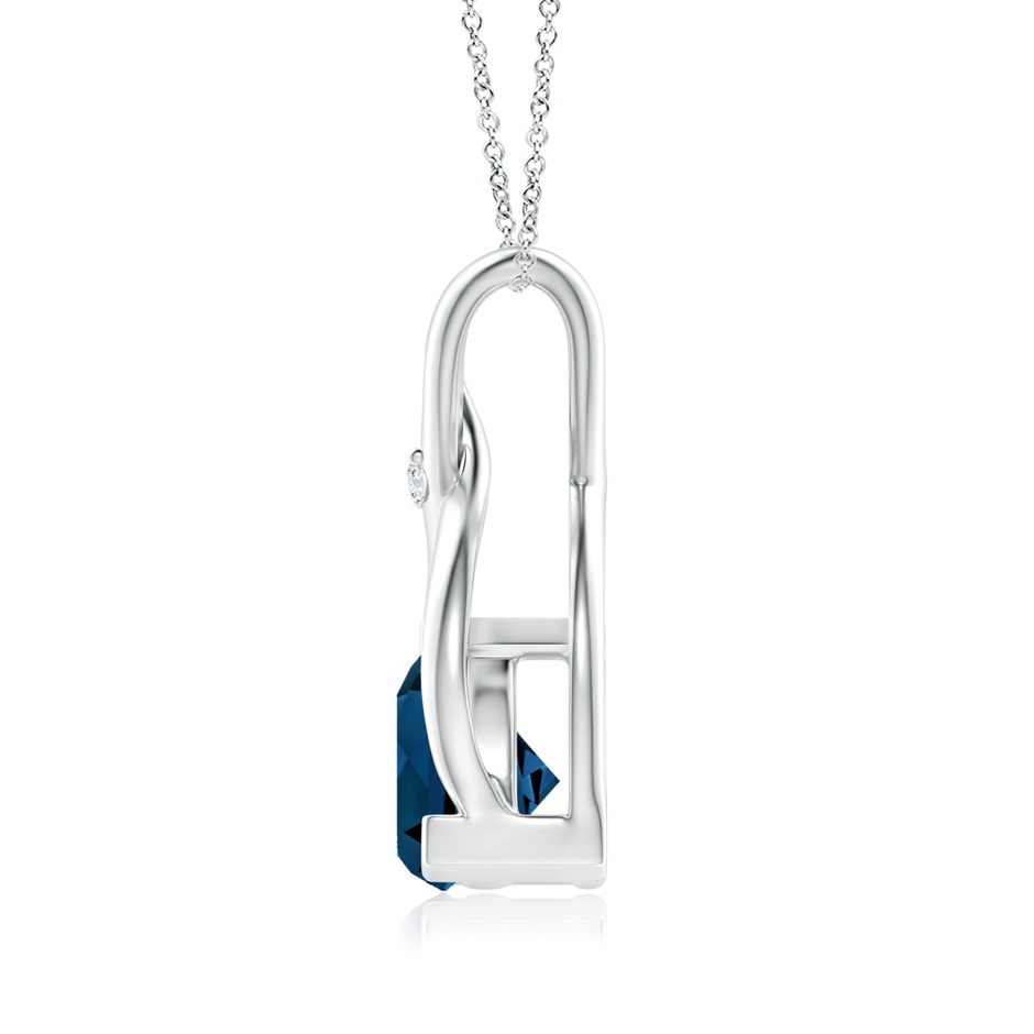 5mm AAAA Trillion London Blue Topaz Wishbone Pendant with Diamond in White Gold product image