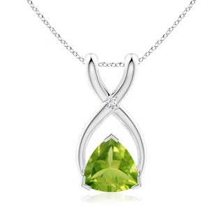 5mm AAA Trillion Peridot Wishbone Pendant with Diamond in S999 Silver