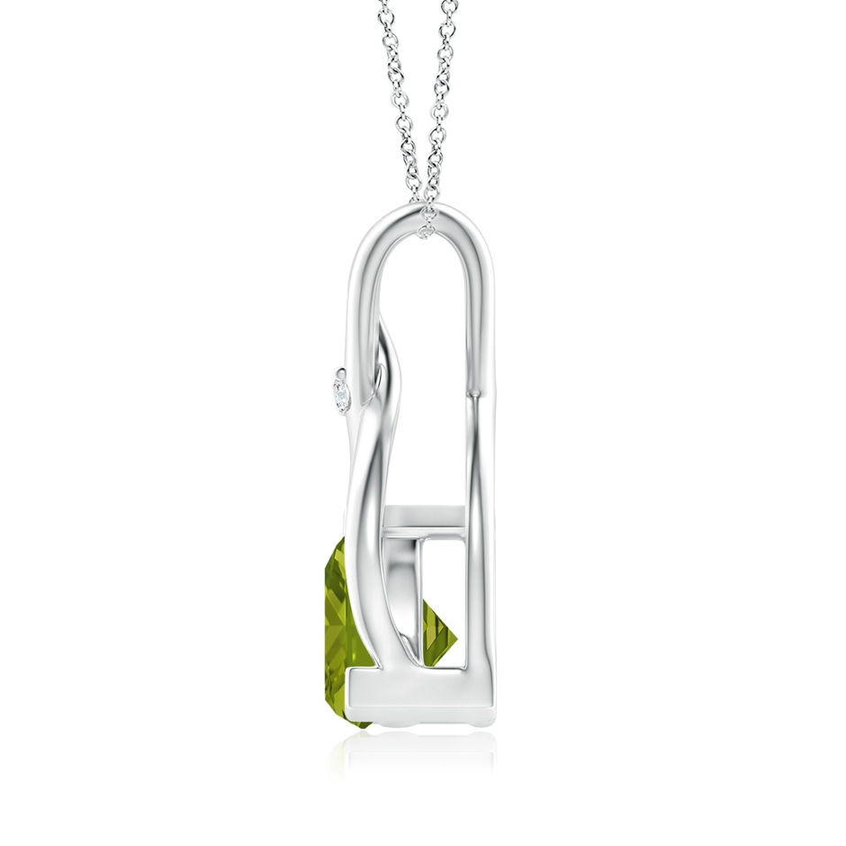 5mm AAA Trillion Peridot Wishbone Pendant with Diamond in White Gold product image