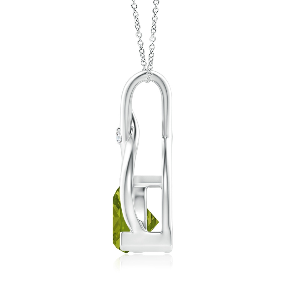5mm AAA Trillion Peridot Wishbone Pendant with Diamond in White Gold Product Image