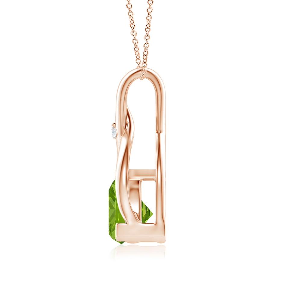 5mm AAAA Trillion Peridot Wishbone Pendant with Diamond in Rose Gold product image