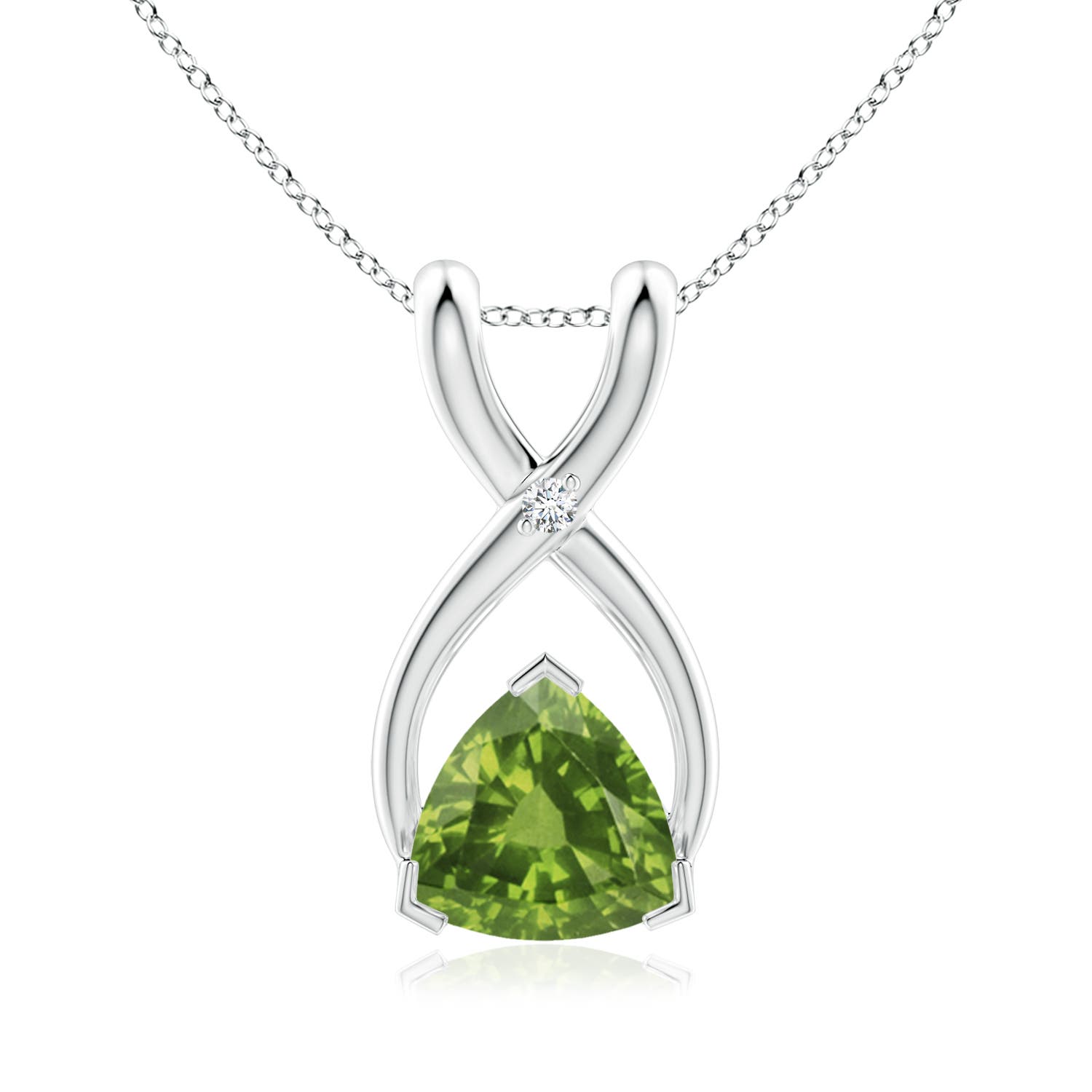 AAAA - Peridot / 0.51 CT / 14 KT White Gold