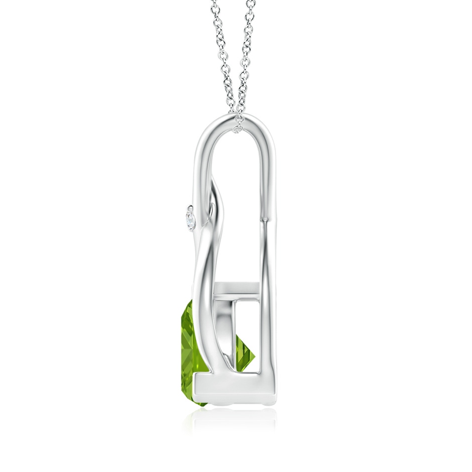 5mm AAAA Trillion Peridot Wishbone Pendant with Diamond in White Gold product image