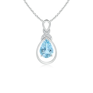 7x5mm AAAA Aquamarine Infinity Pendant with Diamond 'X' Motif in White Gold