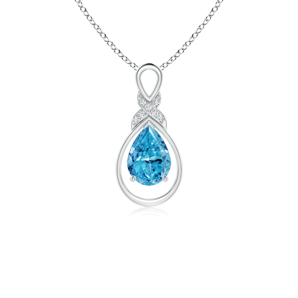 7x5mm AAAA Fancy Intense Blue Diamond Infinity Pendant with 'X' Motif in White Gold