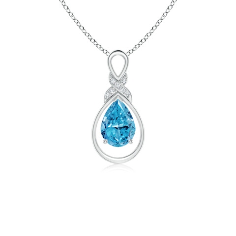 7x5mm AAAA Fancy Intense Blue Diamond Infinity Pendant with 'X' Motif in White Gold