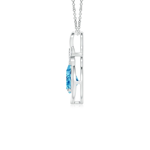 7x5mm AAAA Fancy Intense Blue Diamond Infinity Pendant with 'X' Motif in White Gold - side 3