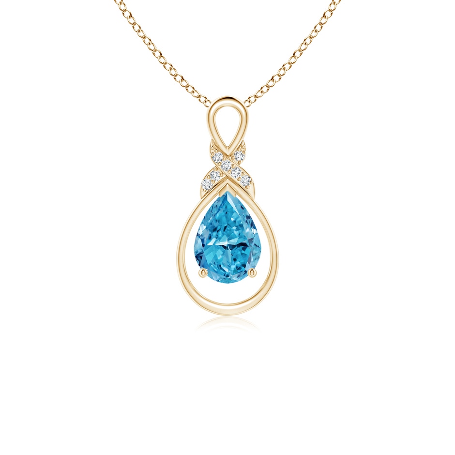 7x5mm AAAA Fancy Intense Blue Diamond Infinity Pendant with 'X' Motif in Yellow Gold 