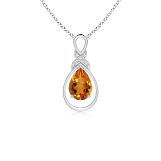 7x5mm AAA Citrine Infinity Pendant with Diamond 'X' Motif in S999 Silver