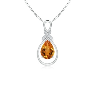 7x5mm AAA Citrine Infinity Pendant with Diamond 'X' Motif in White Gold