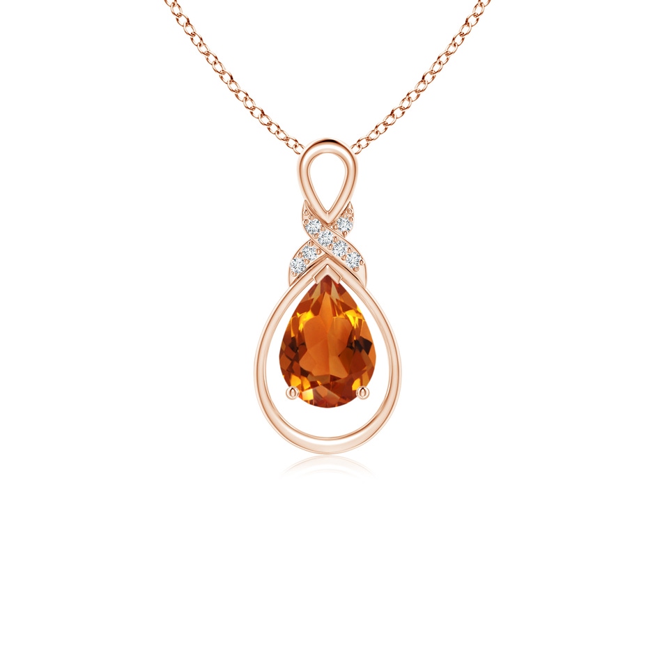 7x5mm AAAA Citrine Infinity Pendant with Diamond 'X' Motif in Rose Gold 