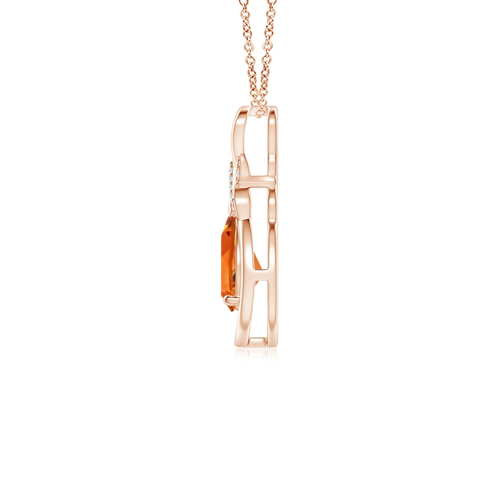 7x5mm AAAA Citrine Infinity Pendant with Diamond 'X' Motif in Rose Gold - side 199