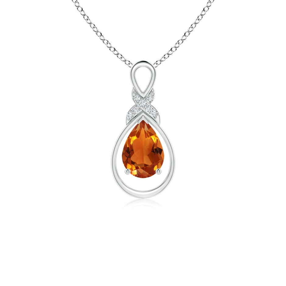 7x5mm AAAA Citrine Infinity Pendant with Diamond 'X' Motif in S999 Silver 