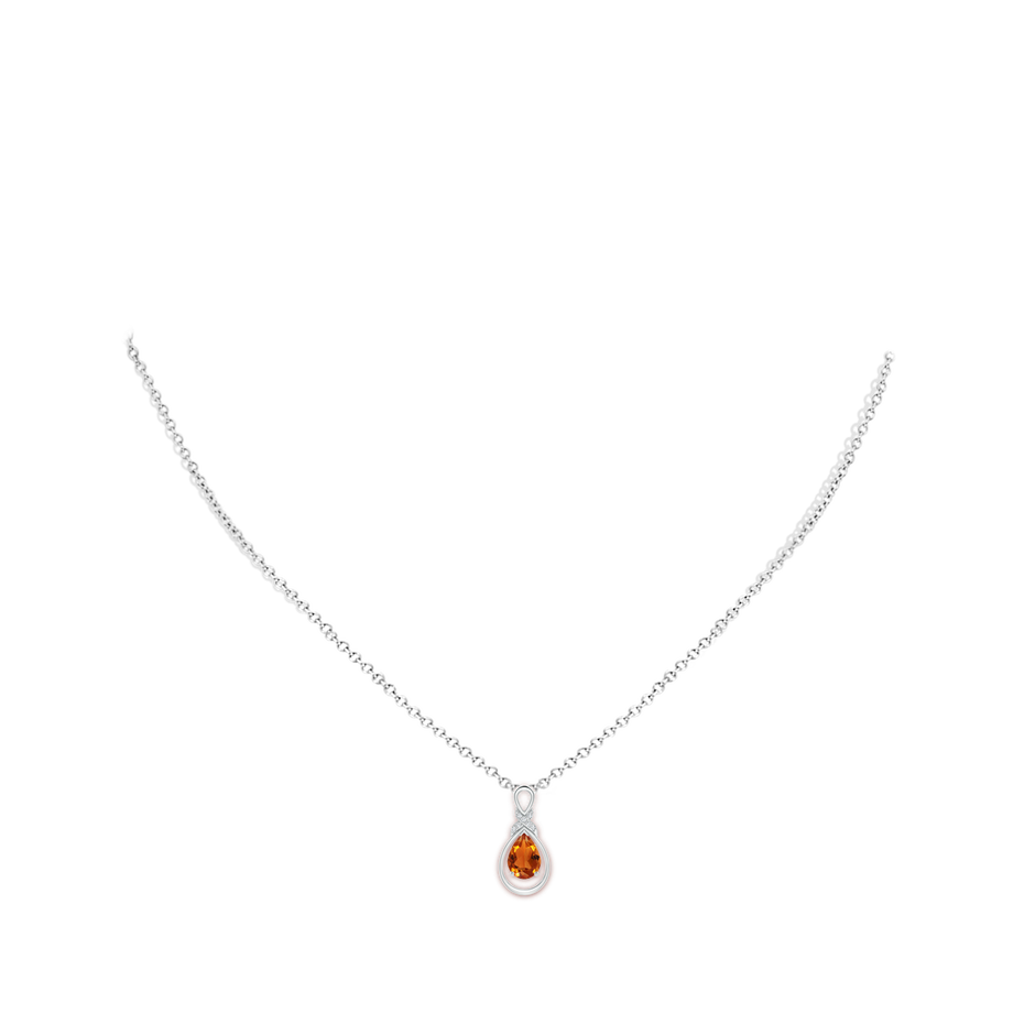 7x5mm AAAA Citrine Infinity Pendant with Diamond 'X' Motif in S999 Silver pen