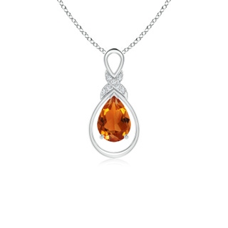 7x5mm AAAA Citrine Infinity Pendant with Diamond 'X' Motif in White Gold